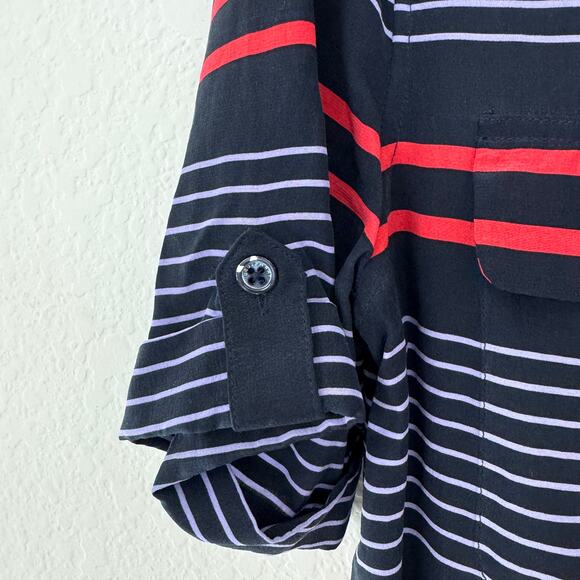 Equipment Womens Mini Shirt Dress Size M 100% Silk Stripe Button Flowy Blue - Picture 5 of 7